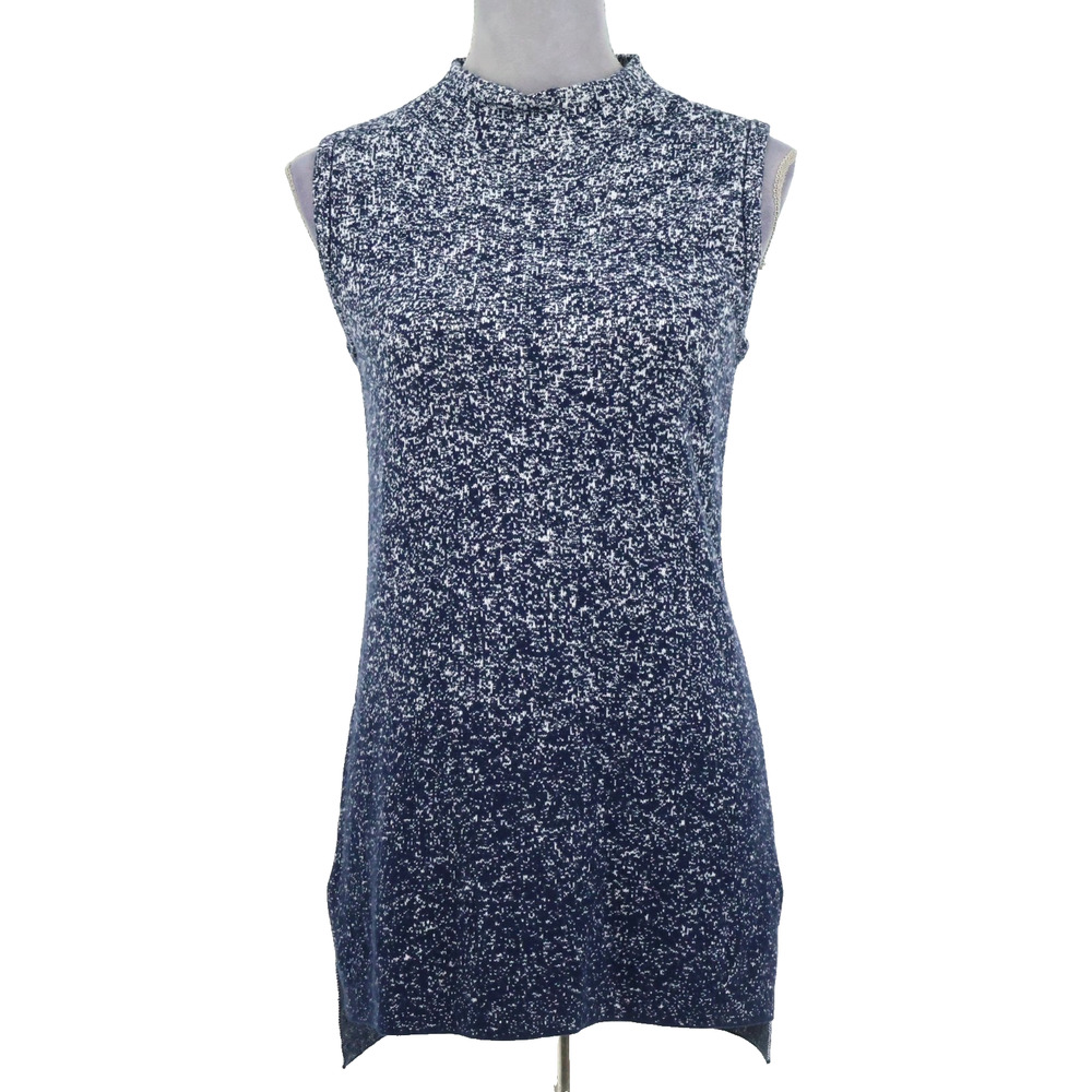 Chicos Zenergy Sweater 0 Womens Small Blue White Ombre Cotton Cashmere Top Tunic